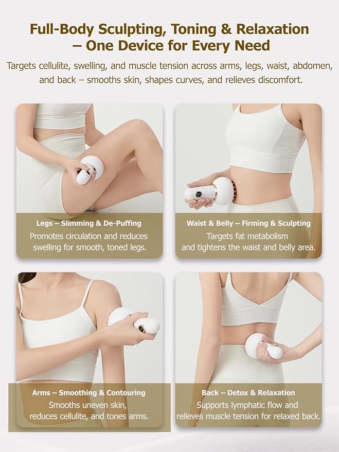 Lymphatic Drainage Massager &amp Anti Cellulite Massage Tool Helps Reduce Stretch Marks &amp Cellulite for Legs Arms &amp Belly Body Sculpting Machine with Microcurrent Light Heat &amp Vibra