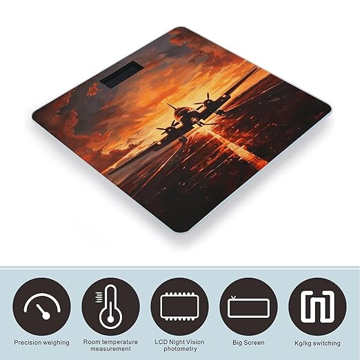 Aircraft Plane at Sunset Scale for Body Weight Smart Scales Digital Bathroom Scale High Precision Weighing Scales with Large Display Weighing Machine for People