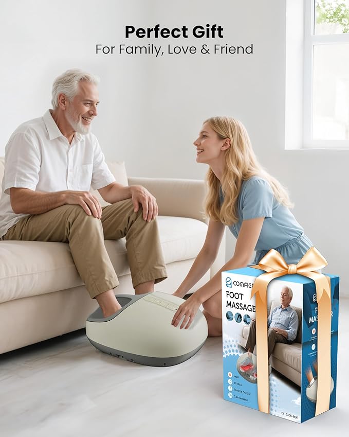 COMFIER Shiatsu Foot Massager with HeatCompression Kneading &amp Rolling Electric Feet Massager for Plantar Fasciitis Foot Warmer Size Up to 15 Gift for Men Women