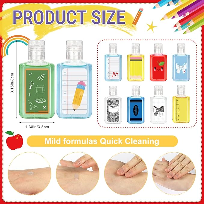 50 Pcs Teacher Appreciation Gifts Mini Hand Sanitizer Bulk Teacher Gifts Bulk 1fl Oz Hand Sanitizer Natural Plant Fragrance Travel Size Hand Soap Gift for Classroom Teachers Student Back to School