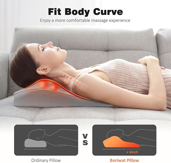 Boriwat Neck and Shoulder Massager with Heat Shiatsu Massage Pillow with 3D Deep Tissue Kneading for Back Legs Foot Body Pain Reliefat Home Office Car for Mom &amp Dad