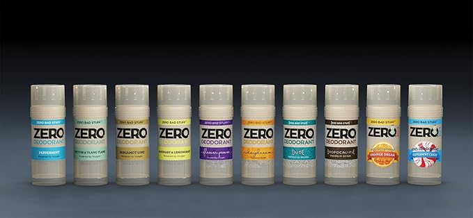 ZERO Deodorant – Oxygen Powered De-Stinkerizer – Long Lasting All Natural Baking Soda Free Aluminum Free Safe for Sensitive Skin Safe for Kids Shea Butter Solid (Most-Popular 3-Pack)