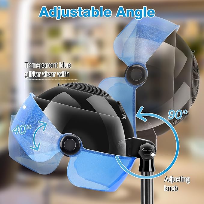 Hooded Hair Dryer 1500W Standing Hair Dryer with Time Settings Touch Controls and 3 Temperature Modes Height Adjustable Ionic Hooded Dryer Professional Hooded Dryer for Home or Salon Use