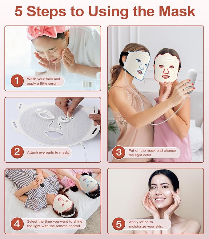 Mask for Face 7 Colors Mask with Timing Function Rechargeable Face Mask for Home Skincare White