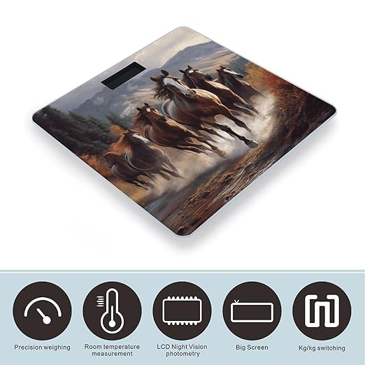 Horses Weight ScaleClear LED Display Bathroom Digital Weighing ScaleTempered Glass Digital Bathroom Scale for Body Weight Capacity Up to 400 Lbs