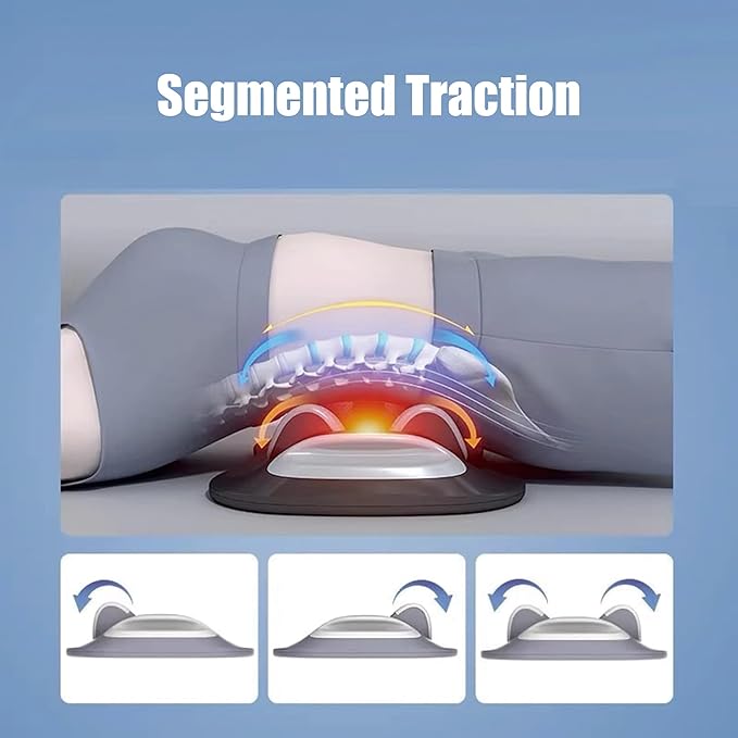 Lumbar Stretcher with Heat Massage | Adjustable Vibration Back Support | Waist Relaxation for Office &amp Home