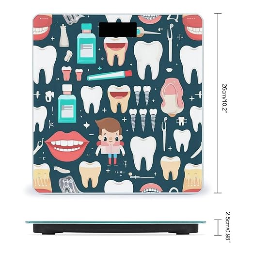 Men's Fashion Automatic Switch Digital Bathroom Weighing Scale Smart Scale Teeth Dental Seamless Pattern