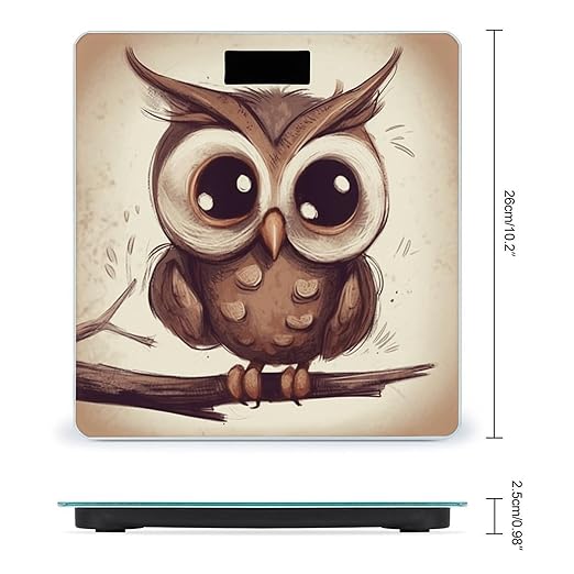 Cute Owl Bathroom Scale Large LCD Backlight Display Digital Scale Rounded Corners Body Scales Automatic Power On/Off Bathroom Scales for Home Bedrooms