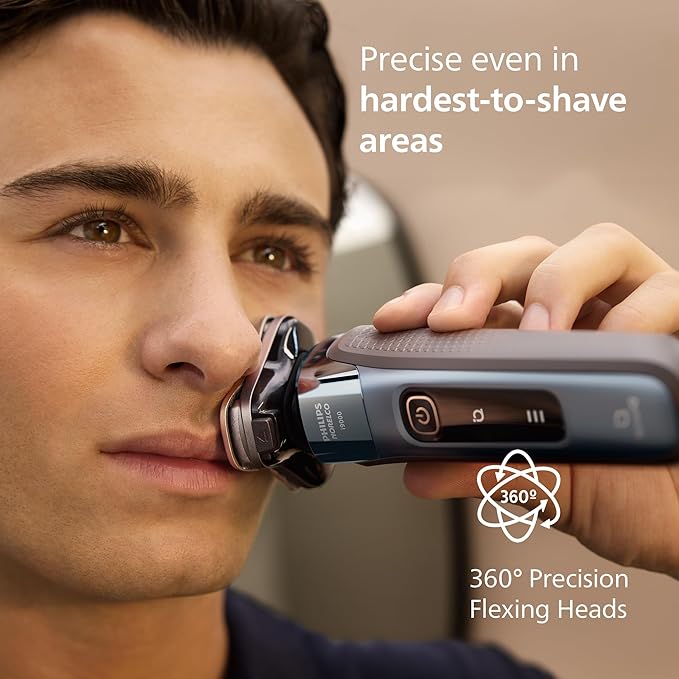 Philips Norelco Shaver i9000 Wet &amp Dry Electric Shaver Taubenblau SenseIQ Technology Triple Lift &amp Cut System 360 Rotating Dual SteelPrecision Precision Blades Beard Styler Model X9001/