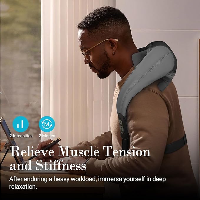 Neck Shoulder Massager with Heat -4D Expert Deep Tissue Kneading Massager Rechargeable Massage for Neck ShoulderTraps and Back Pain Relief
