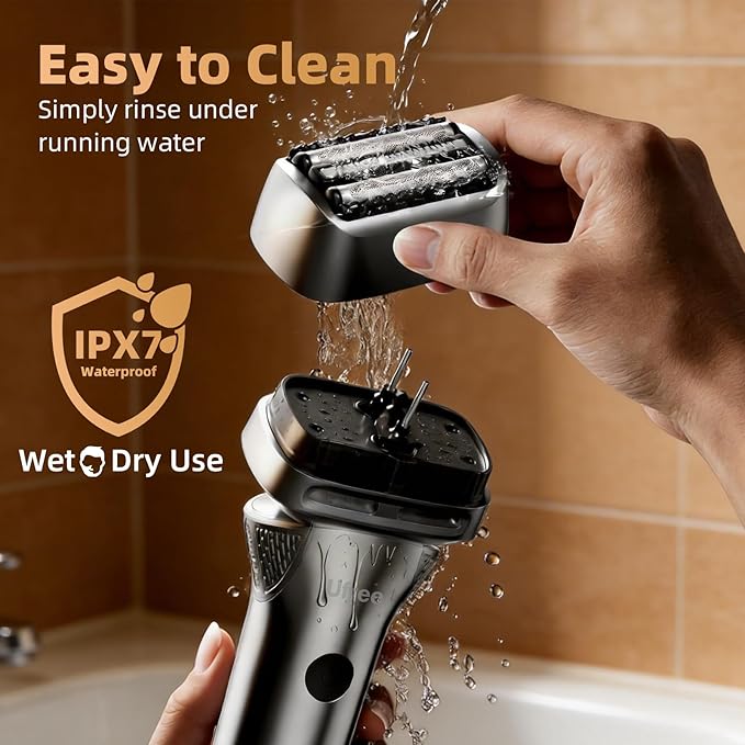 Ufree Foil Shaver with Pop-Up Trimmer 8500 RPM Electric Razor for Men Wet &amp Dry Electric Shaver with 2 Speed Modes LED Display Rechargeable Cordless IPX7 Waterproof Silver
