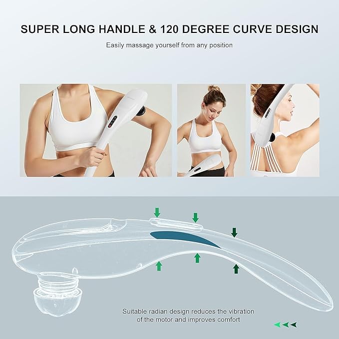 MEGAWISE Cordless Back Massager for Shoulders Waist Legs Rechargeable 3200mAh Battery 5 Speed and 5 +2 Massage Nodes 5 Hard 2 Silicone Nodes Massage While Moving Around (Off White Cordless)