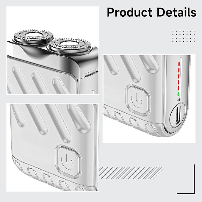 Mini Electric Shaver Waterproof Dual Head For Men Usb Rechargeable Zinc Alloy Ipx7 Type-C Fast Charge Led Battery Display Travel-Friendly