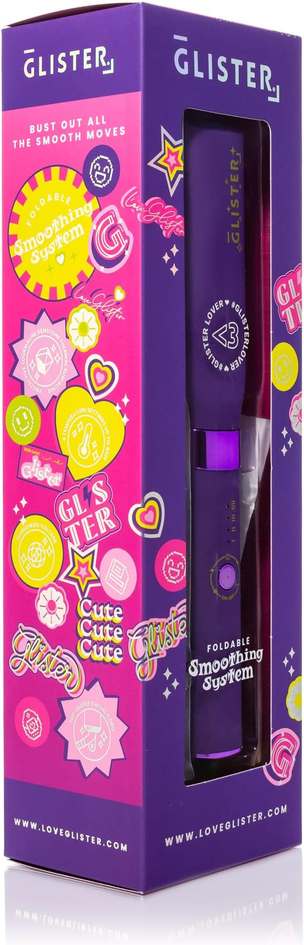 Glister Folding Hair Straightener Brush Hair Brush for Hair Straightening Volumizer Fringe Curler Hair Styling Comb with Adjustable Temperature- Violet Crush (Purple)