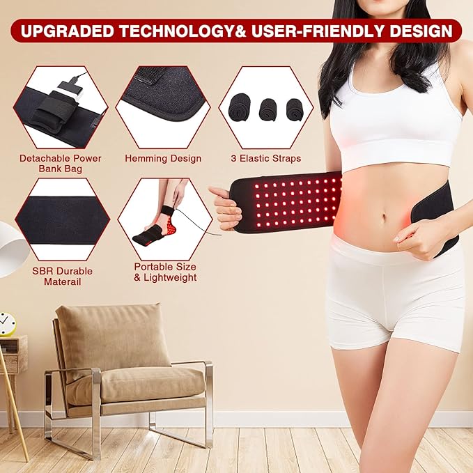 LED Red Light Therapy for Feet &amp Body CAMECO 640nm &amp 660nm &amp 880nm Infrared Light Therapy Belt for Foot Pain &amp Neuropathy Wearable Foot Therapy Wrap Timer 3 Temperature Setting