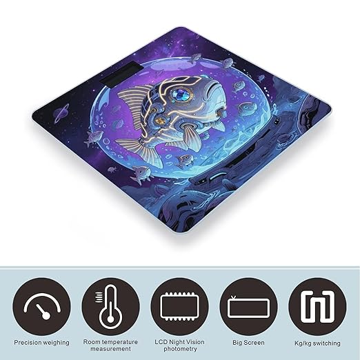 Fish Scale for Body Weight Sturdy Tempered Glass Weighing Scales with LCD Display Accurate Digital Bathroom Scale Convenient Body Fat Smart Scales Easy Read