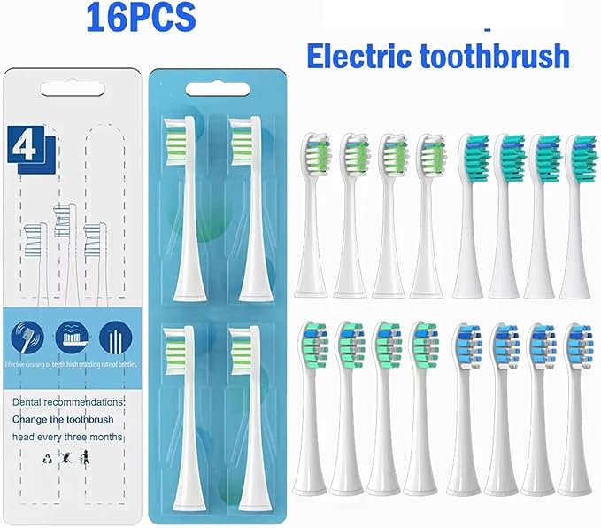 Replacement Brush Heads Compatible for Toothbrush Head HX3 HX6 HX9 Series HX3210 3211 6150 6500 6510 6530 9342 6730(16pcs P1)
