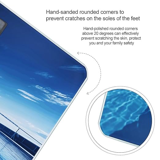 Blue Swimming Pool Bathroom Scale Large LCD Backlight Display Digital Scale Rounded Corners Body Scales Automatic Power On/Off Bathroom Scales for Home Bedrooms