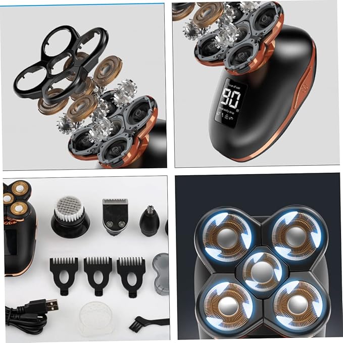 1pc Five-headed Rechargeable Shaver Self-service for Men Material Design Boyfriend Dad Husband Black