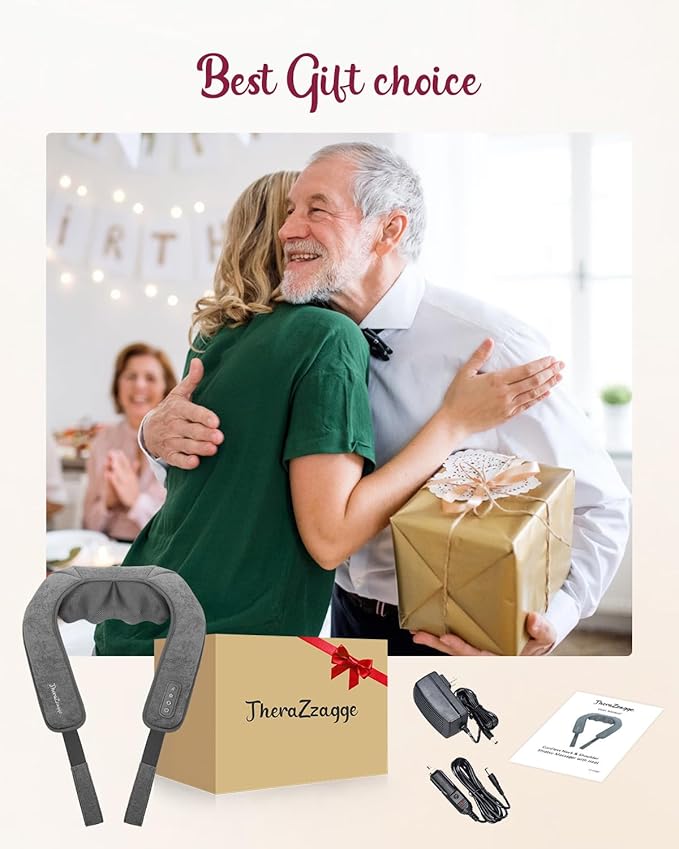 Cordless Neck Massager for Pain Relief Deep Tissue Kneading Shiatsu Neck and Shoulder Massager with HeatCordless Massager for Back and Shoulder Pain Gifts for Women Men Home Office Christmas