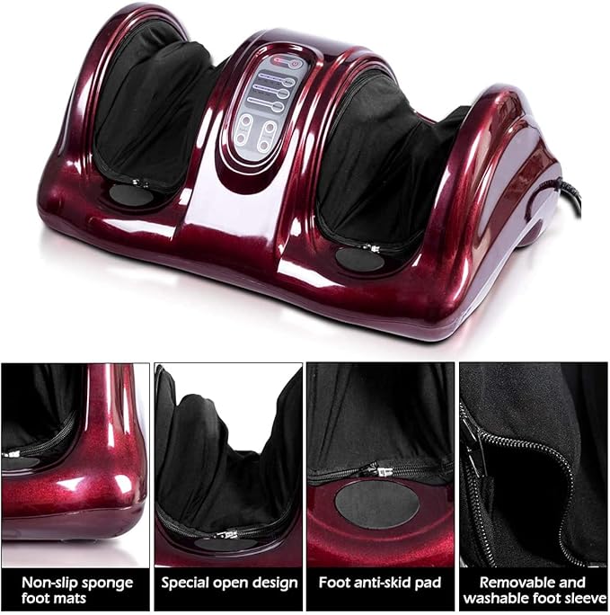 KOTEK Foot Massager Machine Shiatsu Foot &amp Calf Massager w/ 3 Massage Modes Remote Control Electric Deep Kneading Rolling Scraping Massage for Leg/Arm/Ankle Increase Blood Circulation (Burgund