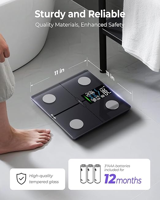 Ovutek Smart Scale for Body Weight Professional Bathroom Digital Scale with BMI Body Fat Muscle Mass Most Accurate to 0.05lb Large Display High Accurate Body Composition Machine with Fitness App
