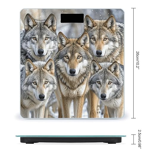 Different Colored Wolves Scale for Body Weight Digital Bathroom Scale Toughened Glass High Precision Scales for Body Weight with Large LCD Backlight Display Weight Scales