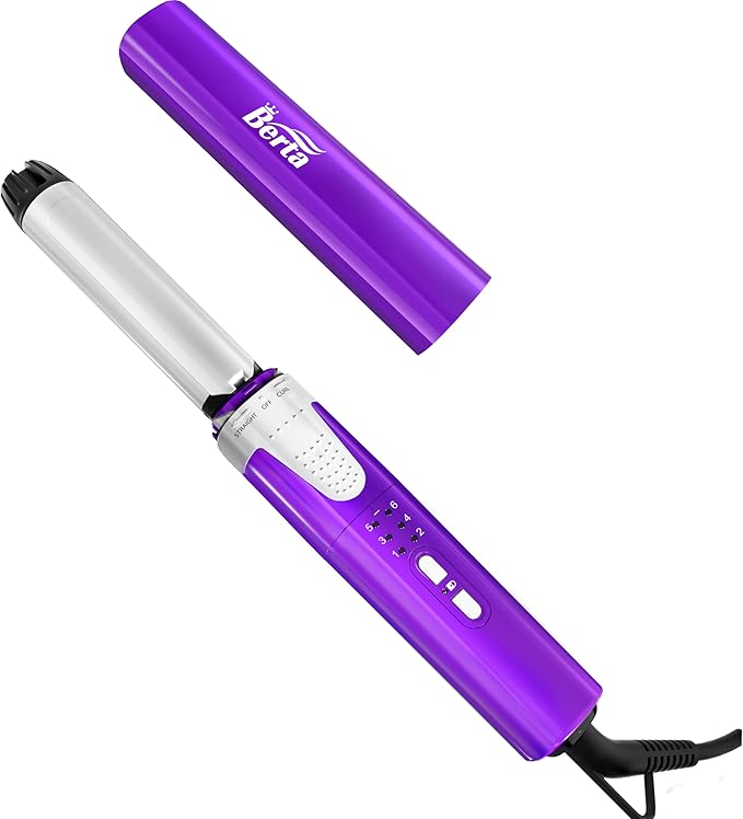 BERTA 2-in-1 Flat Iron &amp Curling IronCeramic 1 Inch Curling WandFast Heating (30s) Adjustable Temp 300°F-400°FDamage-Free Styler for All Hair Types (Straightener &amp Curler)