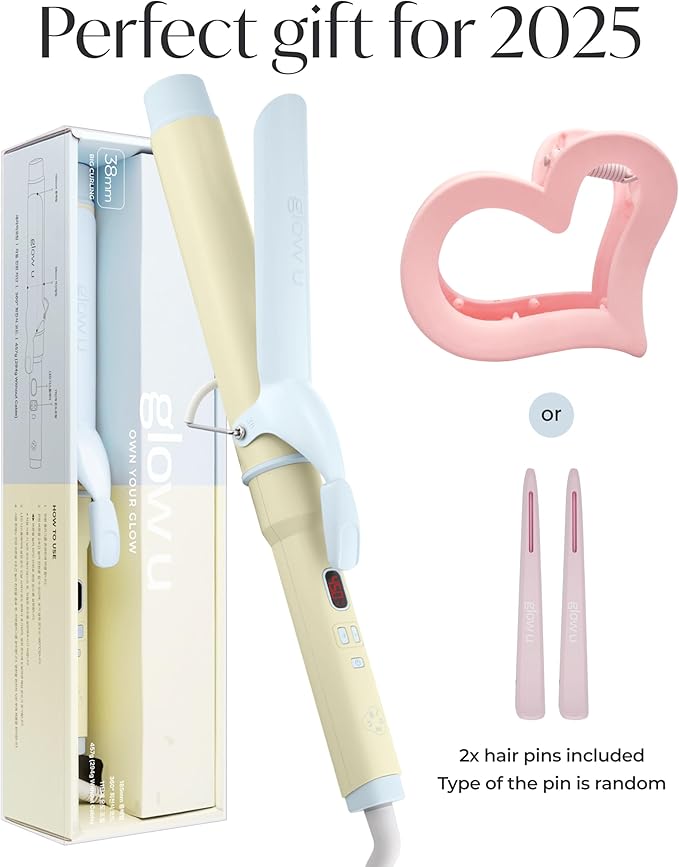 Curling Iron 1 1/2 Inch - 7.3 Long Barrel Ceramic Hair Curler for Blowout Beach Waves - Curling Wand Designed for Long Hair - Marshmallow