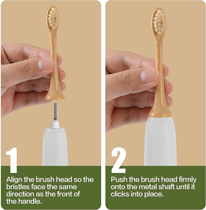 Gaia Guy Natural Bamboo &amp Boar Bristle Electric Toothbrush Head 4-Pack | Compatible with Philips Sonicare | Truly Biodegradable (No Hidden PLA &amp No Nylon) for an Eco-Friendly Clean