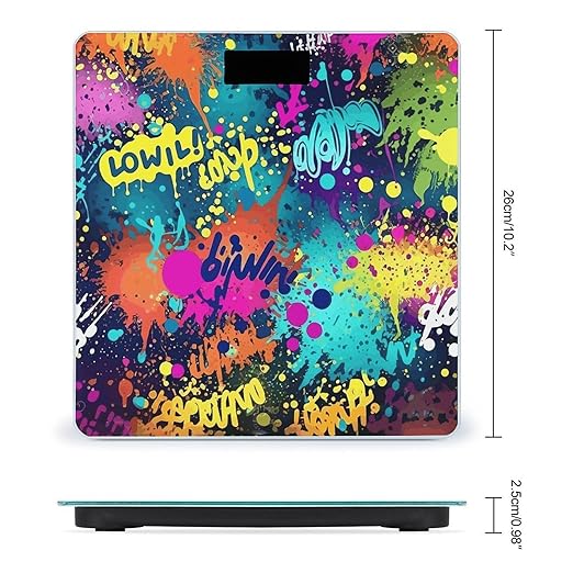 Colorful Spray Pattern Scale for Body Weight Anti-Slip Sturdy Tempered Glass Weighing Machine Highly Digital Accurate Bright LCD Bathroom Scale for Household Gift
