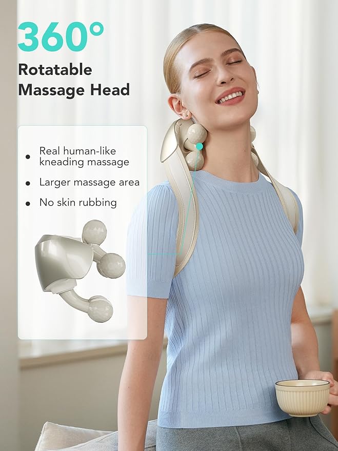 SKG FSA Eligible Cordless Neck Massager for Pain Relief Deep Tissue Shiatsu Shoulder Massager with Heat Massage Tools for Trapezius Lymphatic Drainage Relaxation Therapy HSA Items H7 Ultra