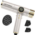 HITTIONA Dual Voltage Travel Hair Dryer with Magnetic Diffuser - 2000W High-Speed Ionic Hair Dryers Gift for Women Fast Drying Low Noise Lightweight No Heat Damage European Travel 110V-240V Gold