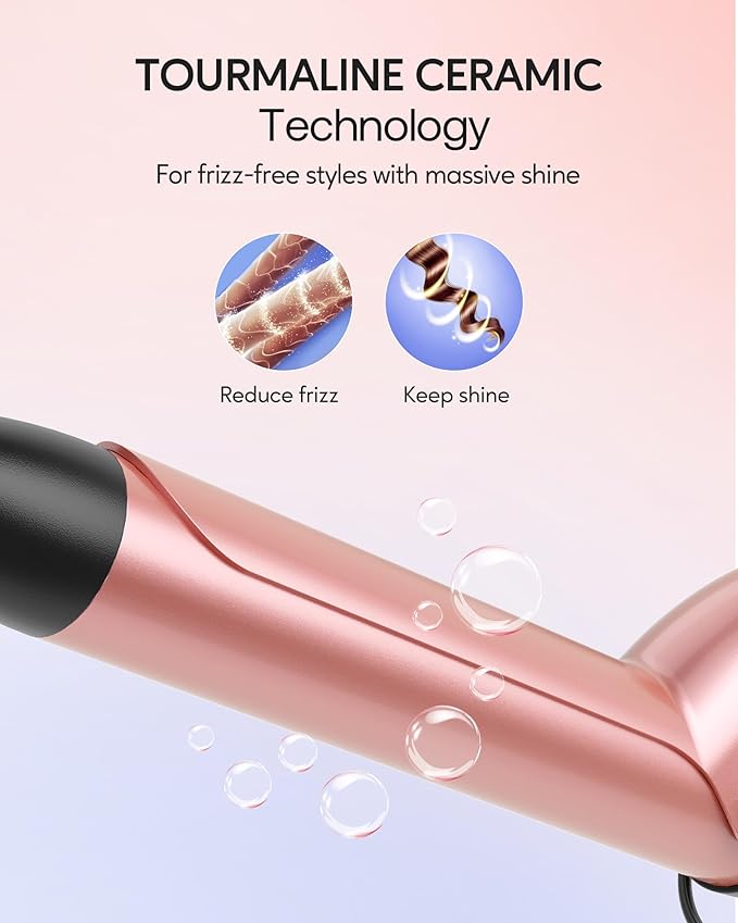 Wavytalk 5 in 1 Curling IronCurling Iron Set with Heated Round Brush and 4 Interchangeable Ceramic Curling Wand(0.5”-1.25) Instant Heat UpDual Voltage Hair Curler