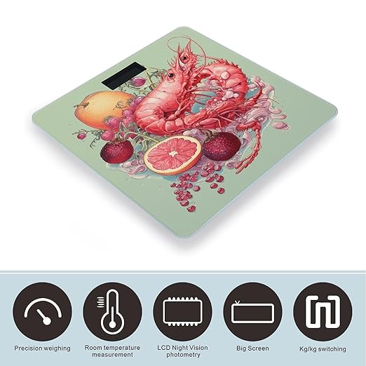 Pomegranates and Fruits Scale for Body Weight Highly Accurate Digital Bathroom Scale Sturdy Tempered Glass Weighing Scales with LCD Display Fashion Body Fat Smart Scales 400lb