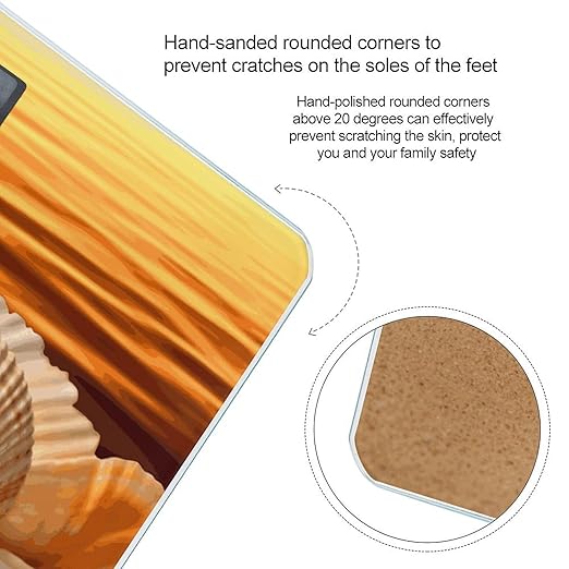 Shells and Sand Weight Scale Digital Electronic Scales Bathroom Scale Larg LCD Backlight Display High Precision MeasurementsTempered Glass