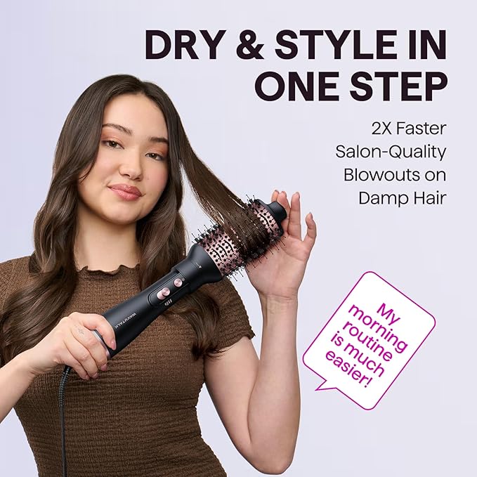 Wavytalk Hair Dryer Brush Set Air Sculpt 4-in-1 Hot Air Brush Set | Blowout Brush Styler for Salon Blowouts Volumizing and Straightening Sleek Frizz-Free for Every Hair Type Black