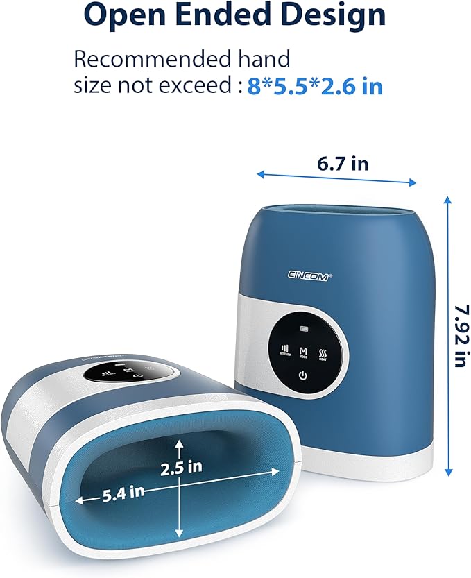 CINCOM Upgraded Hand Massager with Heat and Compression for Arthritis and Carpal Tunnel - Cordless &amp Rechargeable Gifts for Women