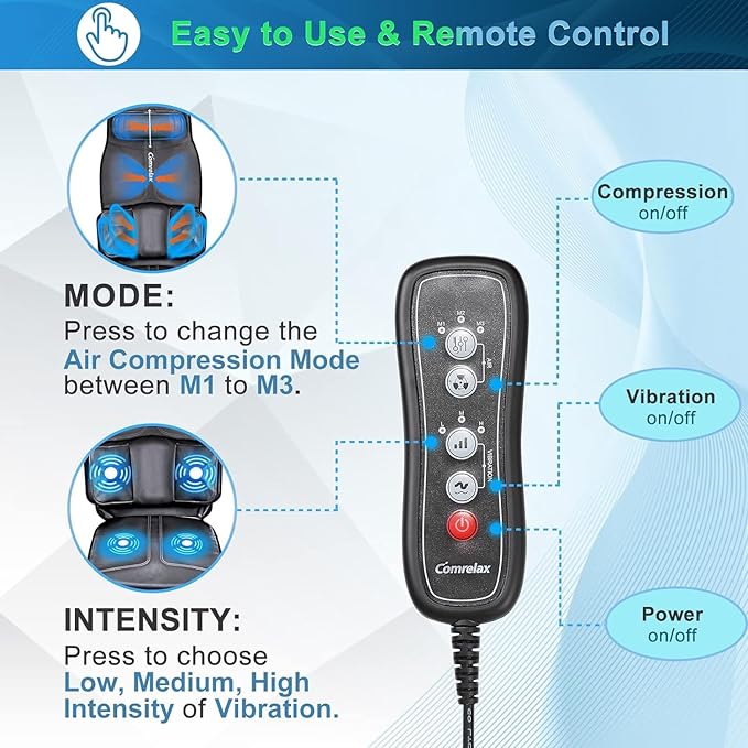 Back Massage Cushion with Compress Vibration Seat Massage Chair Pad3 Modes &amp 3 Intensities Back and Neck Massage for Muscle Fatigue Stress Relief