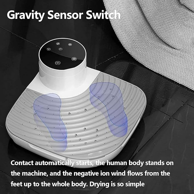 Electric Body Dryer 1300W Negative Ion Skin Dryer with Gravity Sensor and Touch Screen Hot and Cold Air Conversion Anti-Slip Design for Bathrooms Hotels Gyms