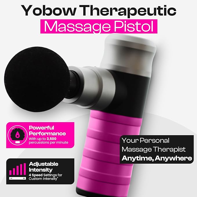 The Therapeutic Mini Massage Pistol with Portable Carrying Case 4 Massage Speeds 6 Colors | Fast USB Type C Charging | Massage Tool for Pain Relief | Stylish and Powerful Massage Gun