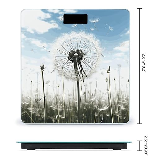 Dandelion Bathroom Scale for Body Weight Bathroom Digital Electronic Weighing Scale with Back Lit LED Display Sturdy Tempered Glass Weight Watchers Scales 400lb