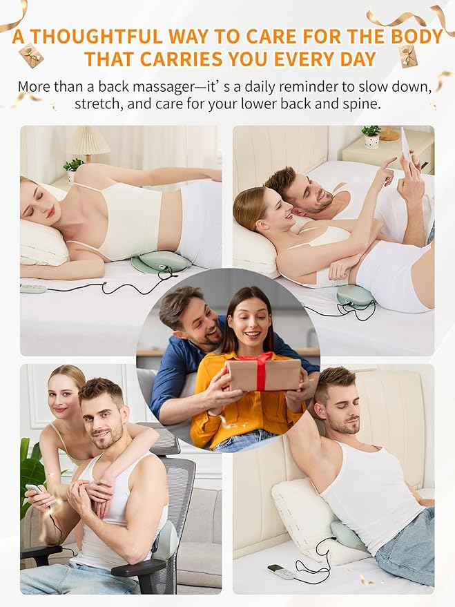 Smart Lower Back Massager with Soothing Warm Therapy &amp Air Traction – Spinal Decompression Device for Sciatica Relief Lumbar Pressure &amp Stiffness - Ideal Gift for Parents &amp Loved Ones