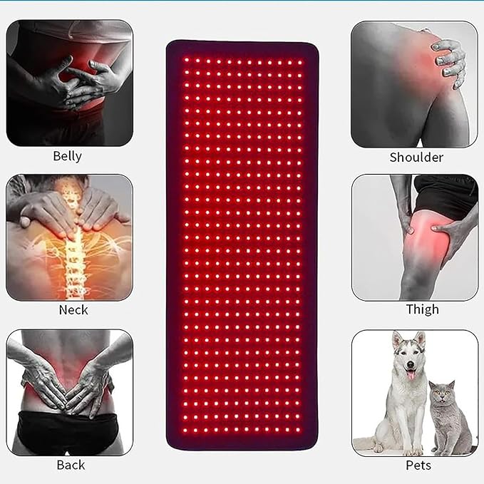 Body Red Light Therapy 31.6*11.87 Red Light Therapy Pad with Dual Chip Level 360 LED 660nm and 850nm Infrared Light Therapy for Body Back Waist Shoulder Knee Pain Relief