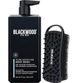 Blackwood For Men Pure Moisture Body Wash (17 oz) + Double Duty Beard &amp Body Scrubber Bundle - Natural Vegan Formula for Sensitive Skin and Workout Recovery - Dual-Sided Men's Shower Tool
