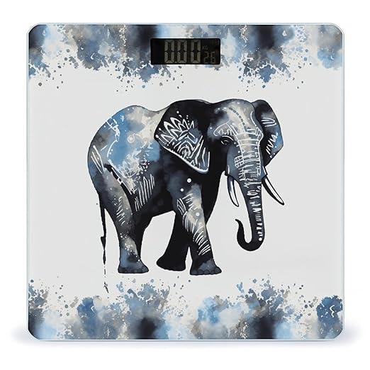 Elephant-Blue Black Bathroom Scale for Body Weight Bathroom Digital Electronic Weighing Scale with Back Lit LED Display Sturdy Tempered Glass Weight Watchers Scales 400lb