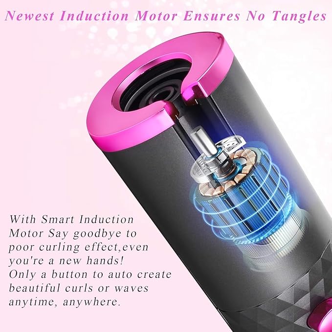 Cordless Automatic Hair Curler Ceramic Rotating Wireless Auto Curling Iron Wand Portable Spin Hair Styling Curler