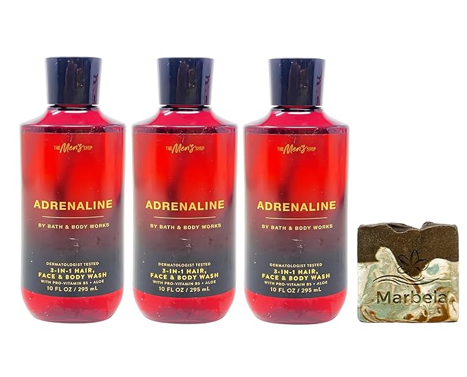 Bath &amp Body Works Adrenaline - 3 Body Washes with a Cabin Spice Soap
