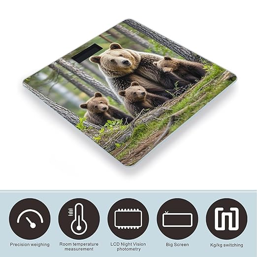 Mother Bear Cubs Scale for Body Weight Smart Scales Digital Bathroom Scale High Precision Weighing Scales with Large Display Weighing Machine for People
