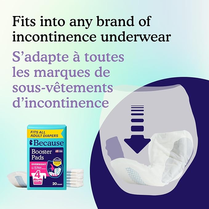 Because Overnight Booster Pads Fit All Adult Diapers Helps Keep Your Adult Diaper Active All Night Adds 4 Cups to Incontinence Underwear Extra Absorbency 45 Count